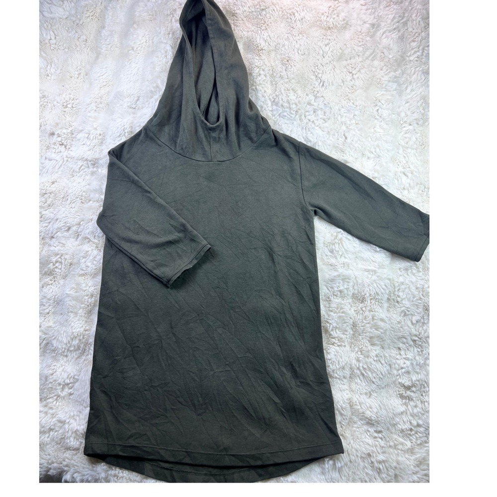 Zara Womens Small Olive Green Lightweight Hoodie 3/4 Sleeve Pullover Top. A31